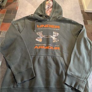 Under Armour Men's Olive Hoodie with Orange Logo